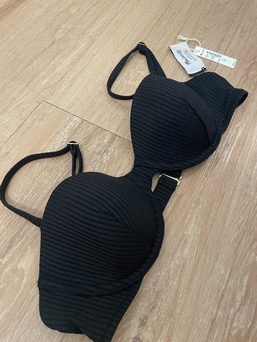Madewell Black Ribbed Bikini Top